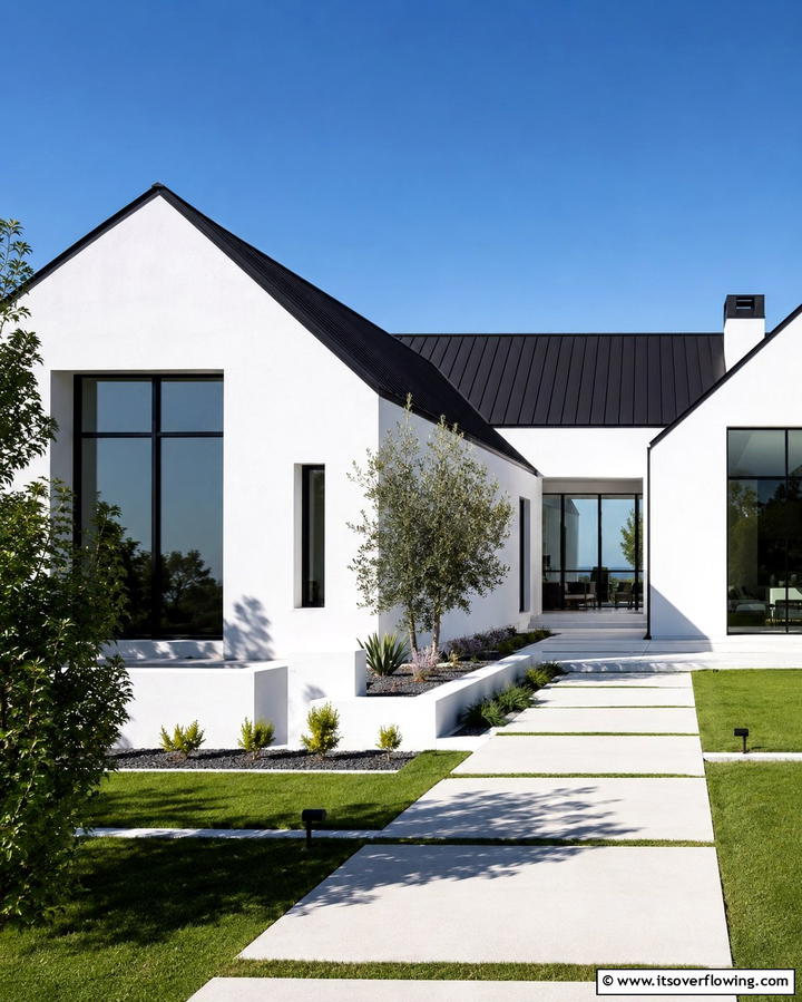 Modern Minimalist Retreat - 30 Houses with Black Roofs- Modern Exterior Design Inspiration