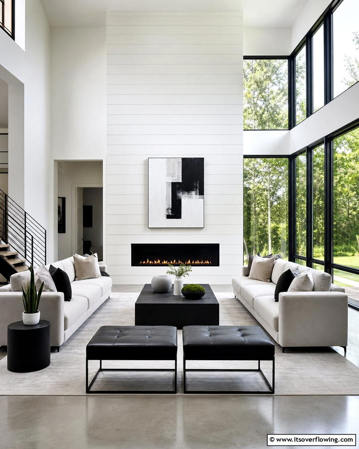 Modern Minimalist Shiplap Accent - 21 Shiplap Fireplace Design Ideas to Cozy Up Your Home