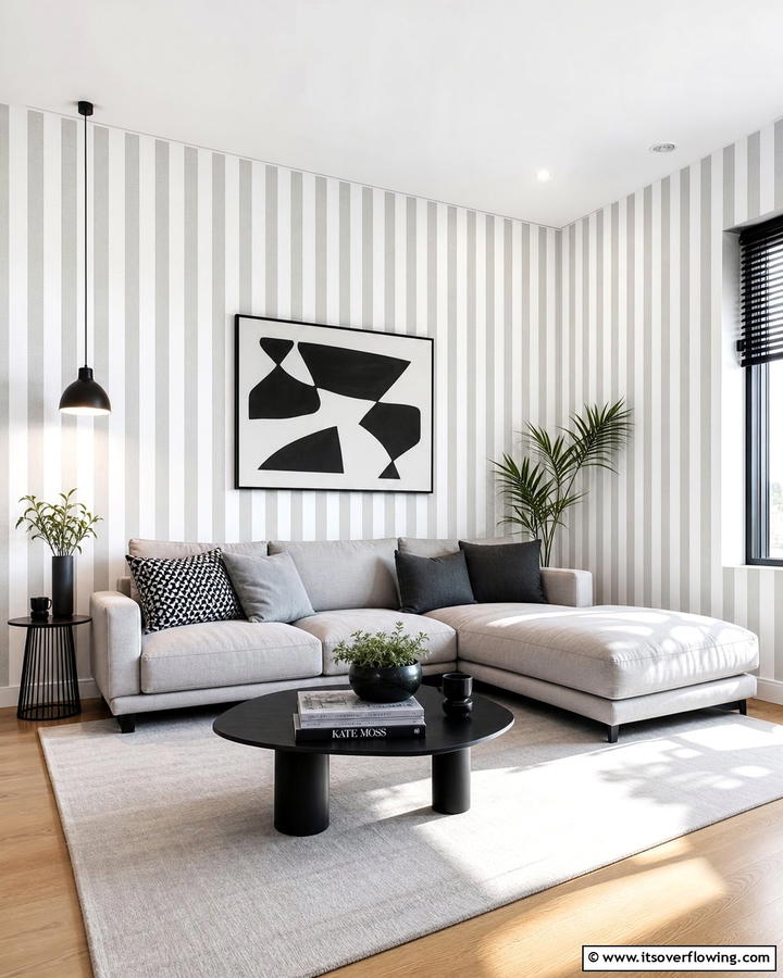 Modern Minimalist Stripes - 21 Living Room Wallpaper Ideas to Refresh Your Decor