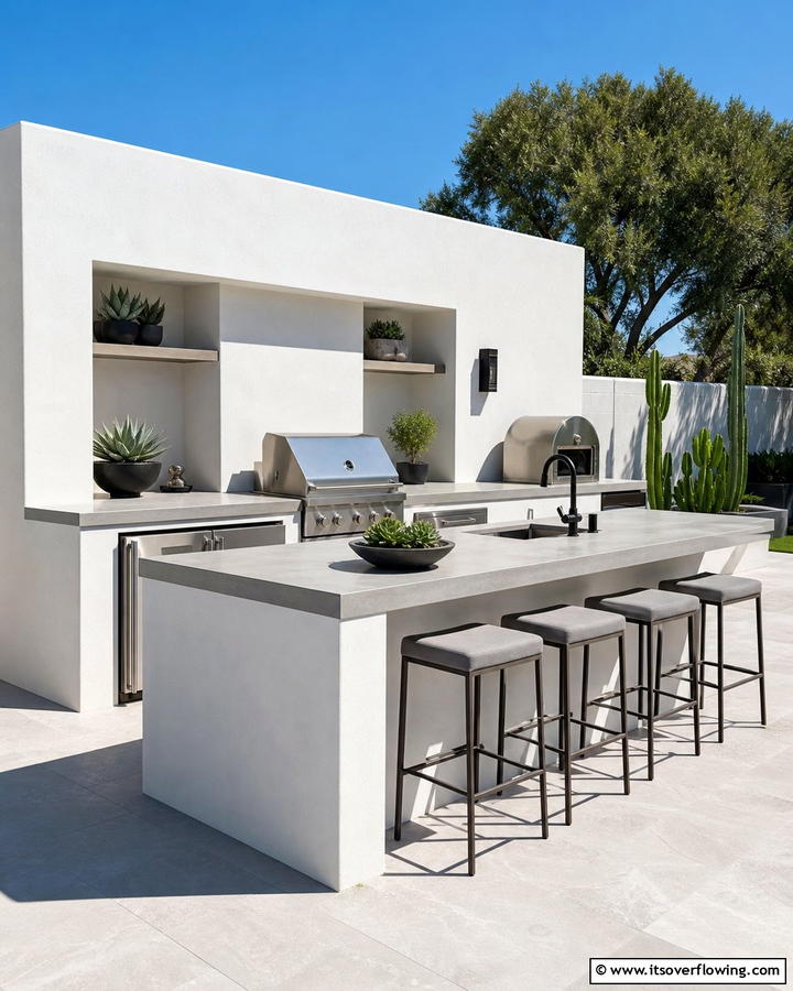 Modern Minimalist Stucco Kitchen - 20 Stucco Outdoor Kitchen Ideas for Stylish Cooking