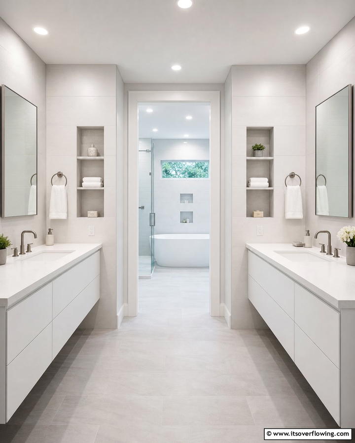 Modern Minimalist Style - 30 Jack and Jill Bathroom Ideas for Shared Spaces