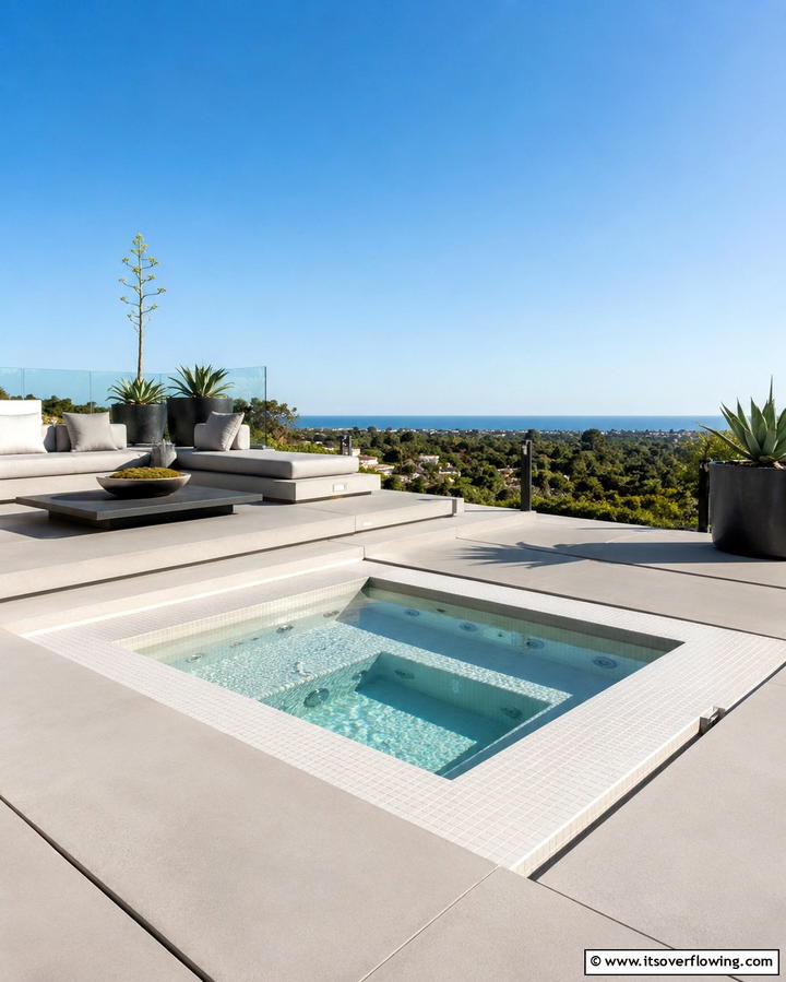 Modern Minimalist Sunken Hot Tub - 20 Sunken Hot Tub Ideas for Relaxing Outdoor Spaces