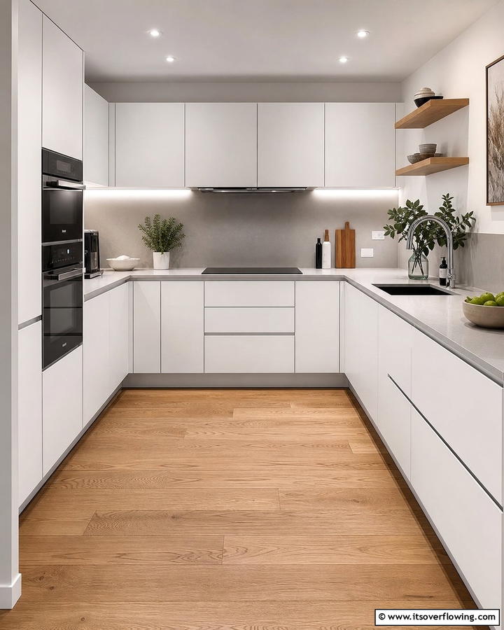 Modern Minimalist U Shaped Kitchen - 30 U-Shaped Kitchen Ideas for Optimal Layout and Storage