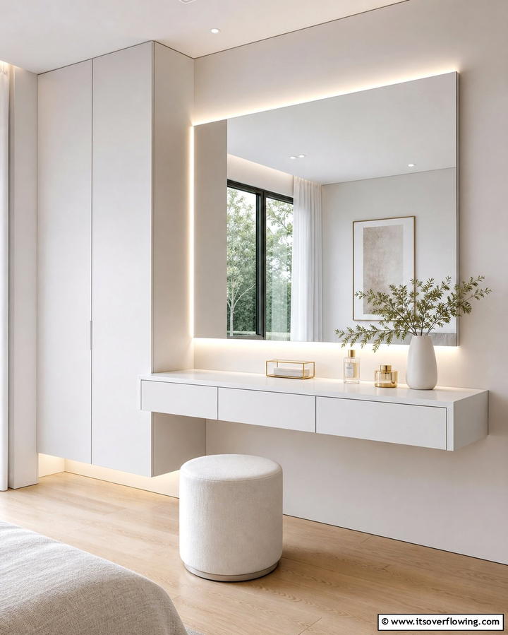 Modern Minimalist Vanity Setup - 30 Stylish Makeup Vanity Ideas for a Functional Beauty Space