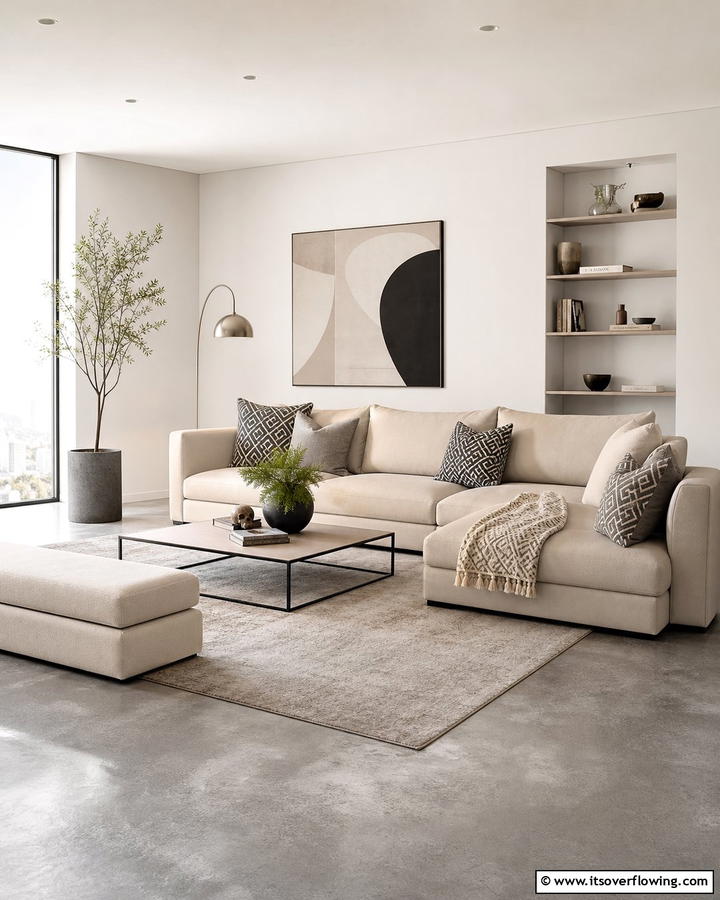 Modern Minimalist Vibe - 30 Beige Couch Living Room Ideas for Neutral Elegance