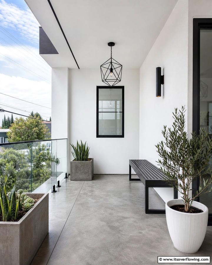 Modern Minimalist Vibe - 21 Small Porch Decor Ideas for Welcoming Entryways
