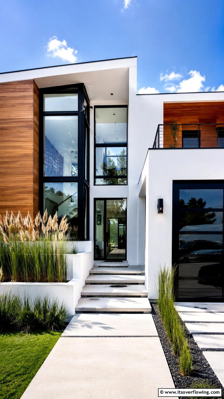 Modern Minimalist Villa with Black Accents - 30 Modern House Designs With Black Windows Inspiration