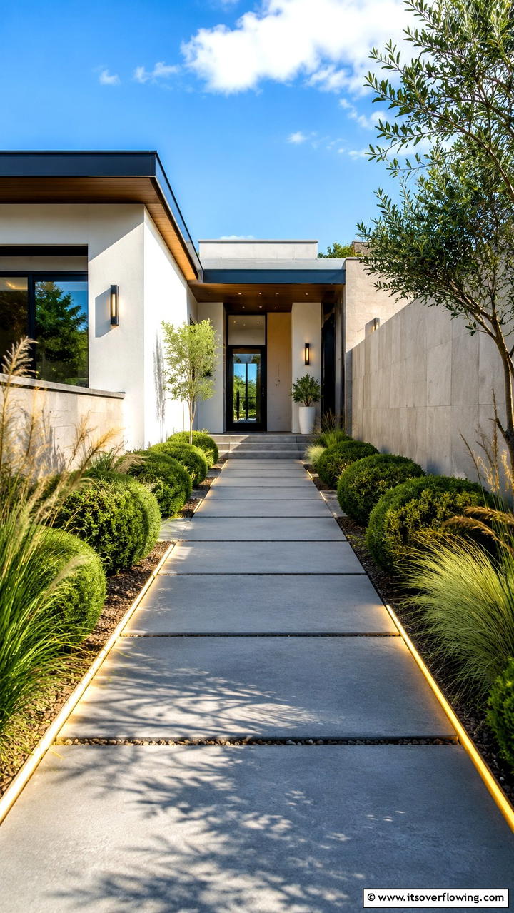 Modern Minimalist Walkway - 21 Inviting Walkway Ideas to Enhance Your Outdoor Space