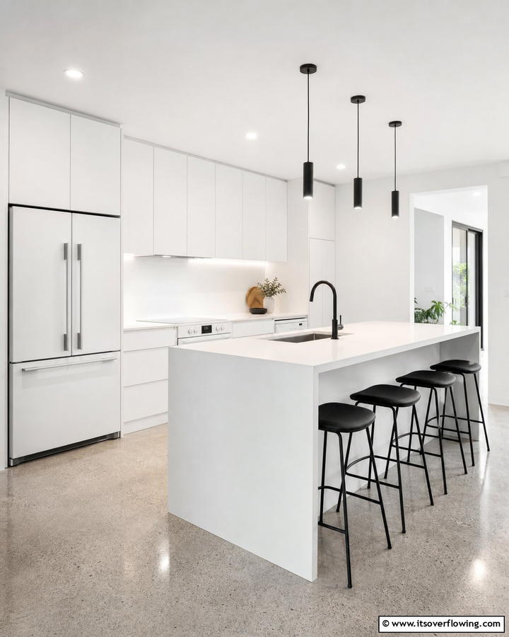 Modern Minimalist White Kitchen - 21 Kitchen Ideas with White Appliances for a Clean Look
