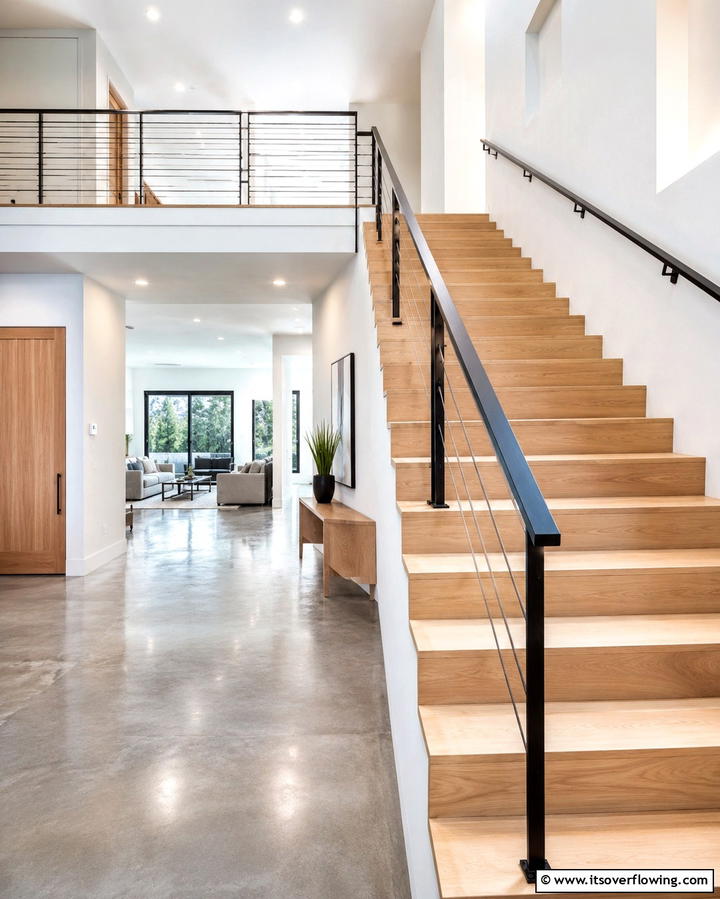 Modern Minimalist White Oak Stairs - 20 White Oak Staircase Ideas for a Modern and Warm Home