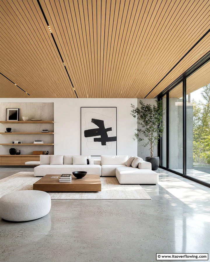 Modern Minimalist Wood Slat Ceiling - 30 Wood Slat Ceiling Ideas for Textured Modern Interiors