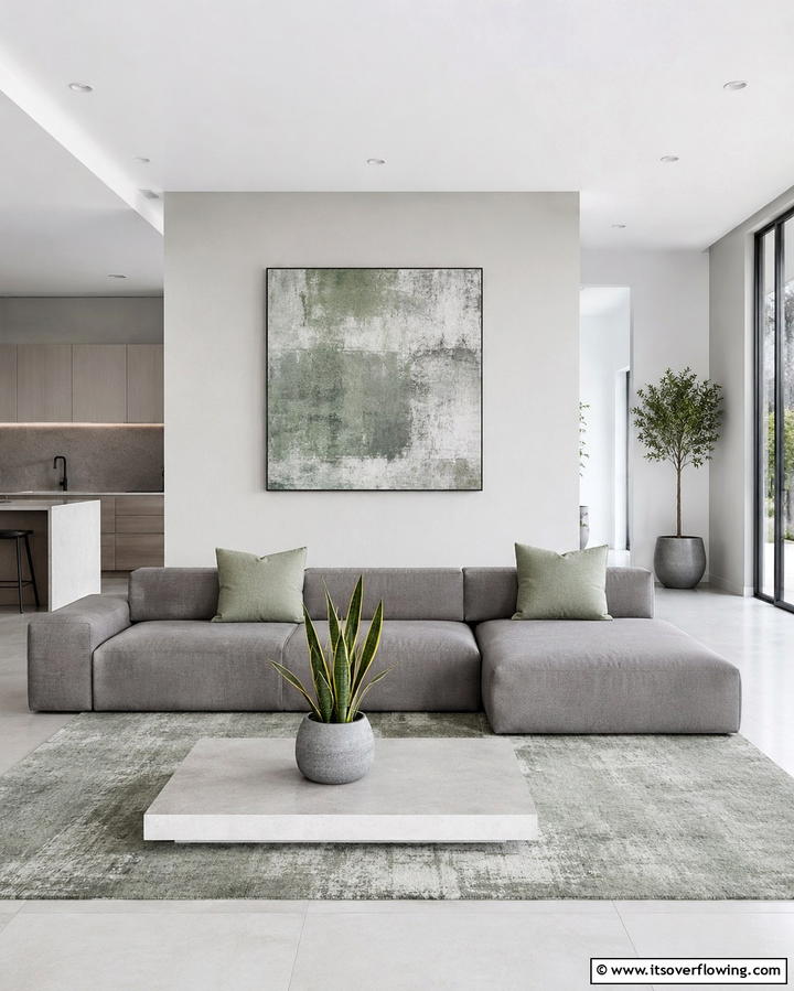 Modern Minimalist with Green and Grey - 25 Green and Grey Living Room Ideas for Modern Homes