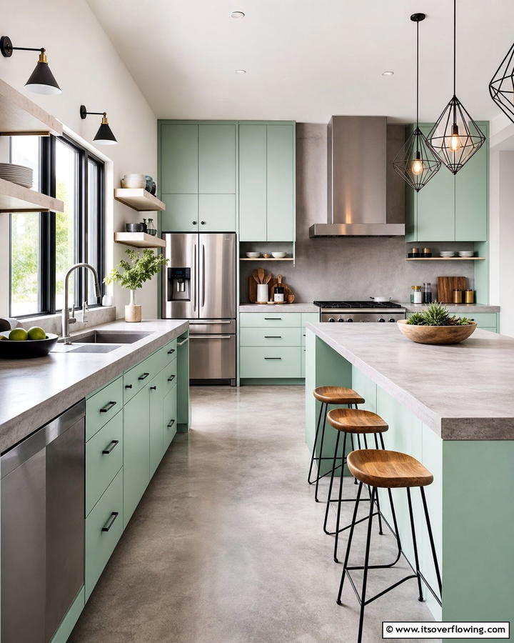 Modern Mint Green Contemporary Cabinets - 21 Green Kitchen Cabinet Ideas for a Vibrant Culinary Space