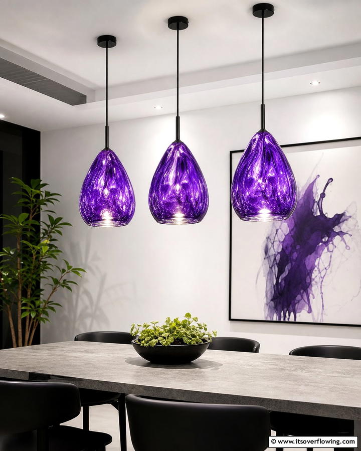 Modern Purple Lighting Fixtures - 25 Purple Dining Room Ideas for a Luxurious Ambiance