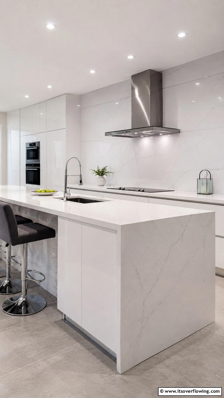 Modern Rectangular Slab - 21 Modern White Kitchen Backsplash Ideas for Style