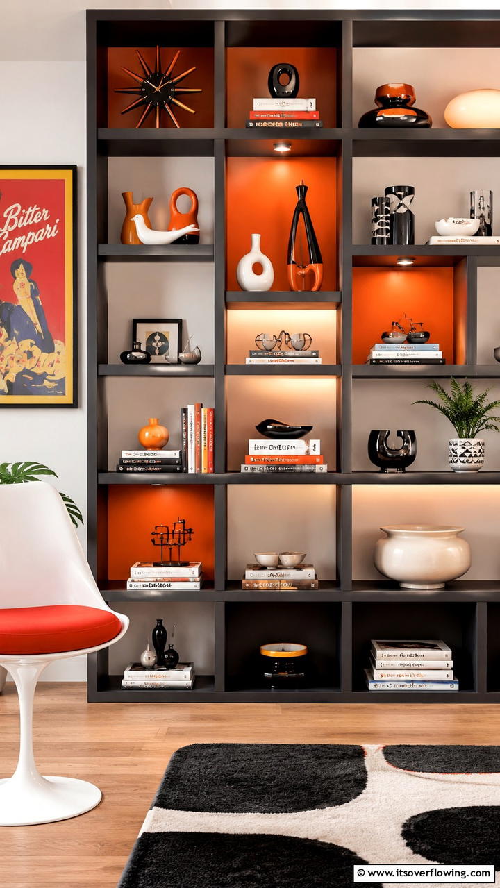 Modern Retro Fusion - 30 Creative Bookshelf Decor Ideas for Organized Living Spaces