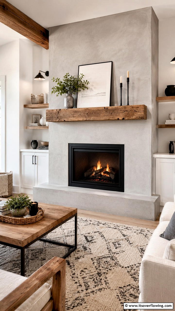 Modern Rustic Combination - 30 Farmhouse Fireplace Ideas for Cozy Living Spaces