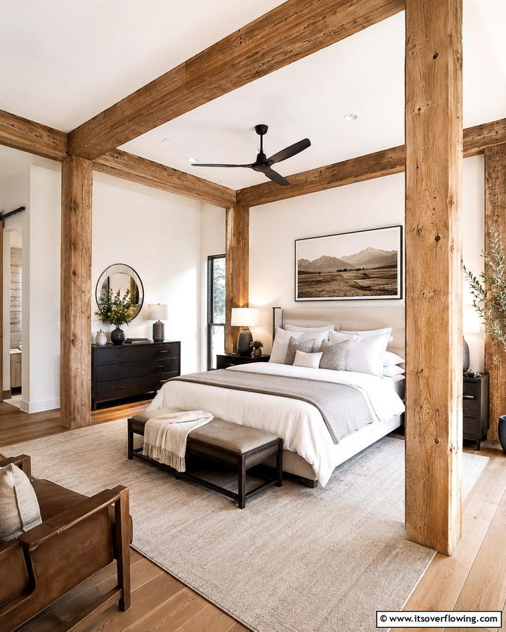 Modern Rustic Elegance - 30 Cozy Fall Bedroom Decor Tips for Autumnal Warmth & Style
