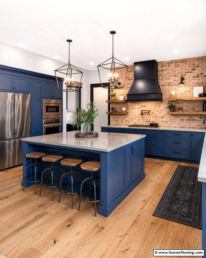 Modern Rustic Fusion - 21 Blue Farmhouse Kitchen Cabinet Ideas for Rustic Charm
