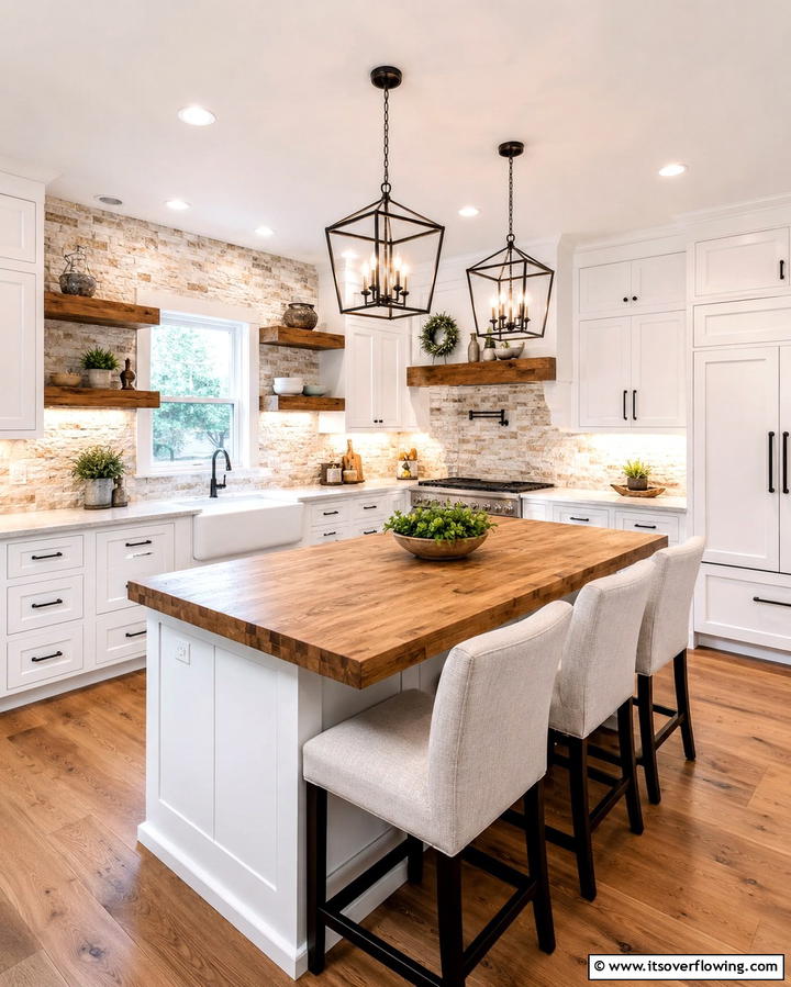 Modern Rustic Fusion - 20 White Kitchen Cabinets With Black Hardware Ideas