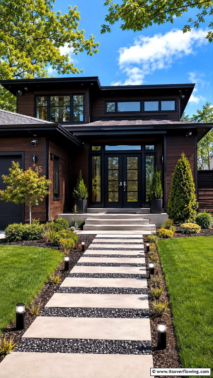 Modern Security Enhancements - 30 Dark Brown House With Black Trim Exterior Design Ideas