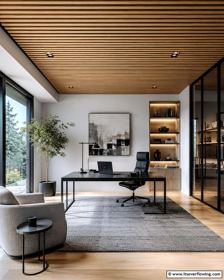 Modern Slatted Wood Ceiling for Sleek Style - 25 Wood Ceiling Ideas to Elevate Your Interior