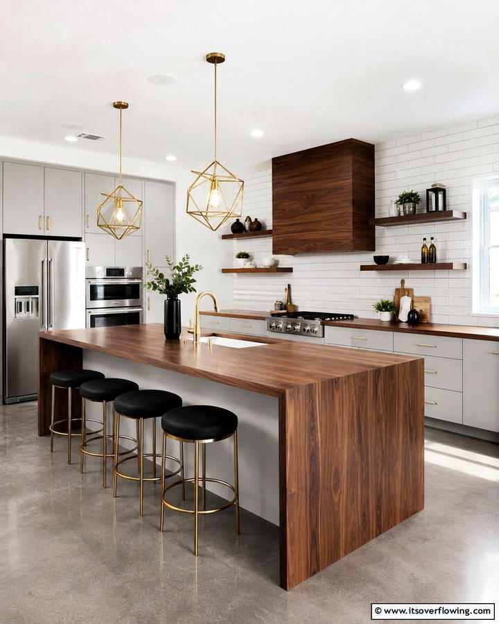 Modern Sophistication with Walnut Countertops - 20 Wood Countertop Ideas for a Natural and Stylish Kitchen
