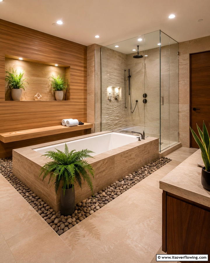 Modern Spa Inspired Touch - 30 Beige Bathroom Ideas for Timeless and Serene Design Schemes