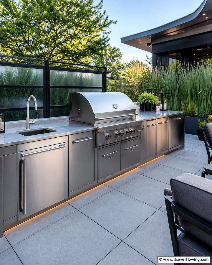 Modern Stainless Steel Design - 21 Small Outdoor Kitchen Designs for Compact Entertaining