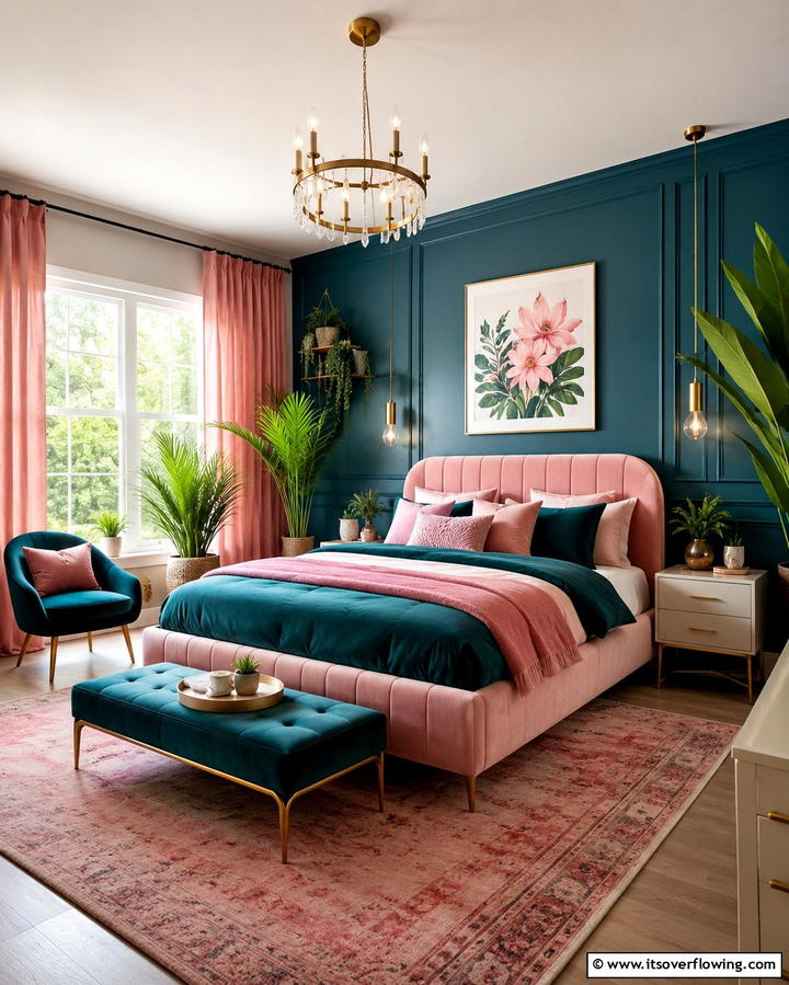 Modern Teal and Pink Room Partition - 30 Teal and Pink Bedroom Ideas for Bold Modern Design