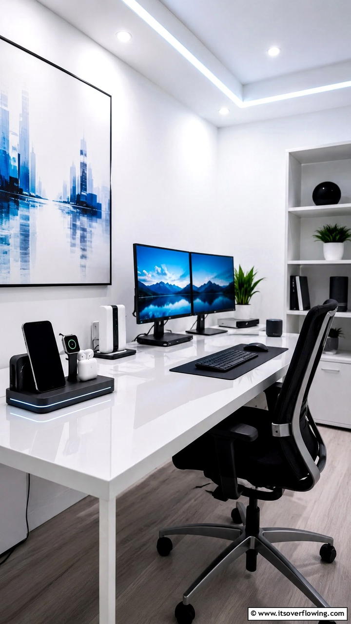 Modern Tech Charging Hub - 30 Desk Decor Ideas to Elevate Your Home Office