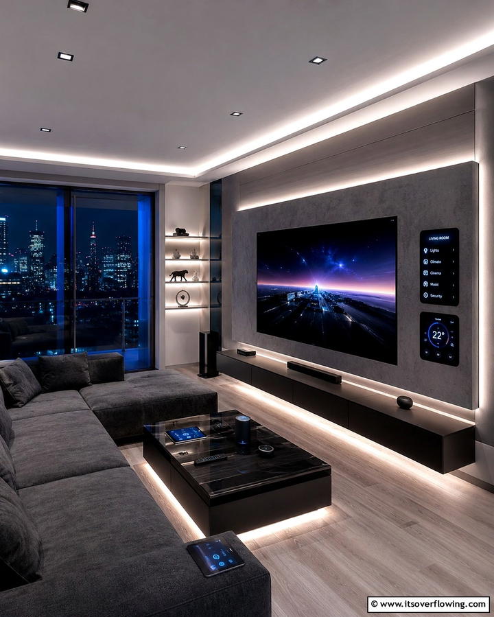 Modern Tech Integration - 30 Bachelor Room Ideas for Modern Masculine Spaces