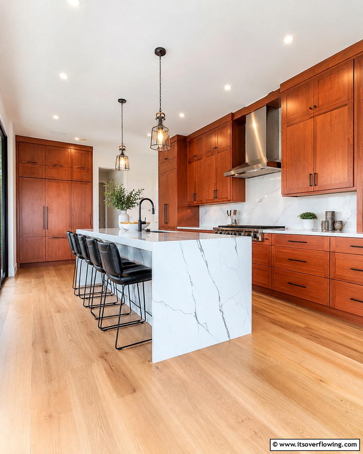 Modern Twist on Traditional Cherry Cabinets - 25 Natural Cherry Kitchen Cabinets for a Warm and Inviting Look