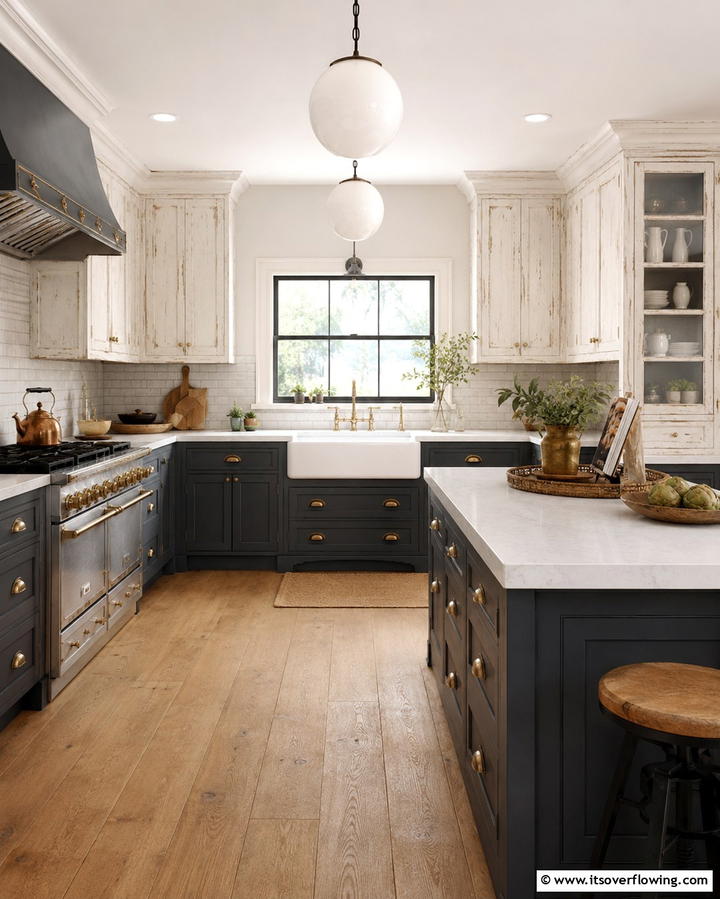 Modern Vintage Mix - 30 Grey and White Kitchen Ideas for Timeless Monochromatic Design