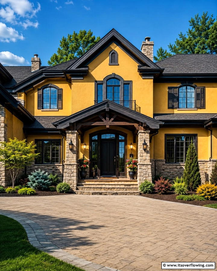 Modern Yellow with Contrasting Trim - 25 Yellow Exterior Home Ideas for a Bright Look