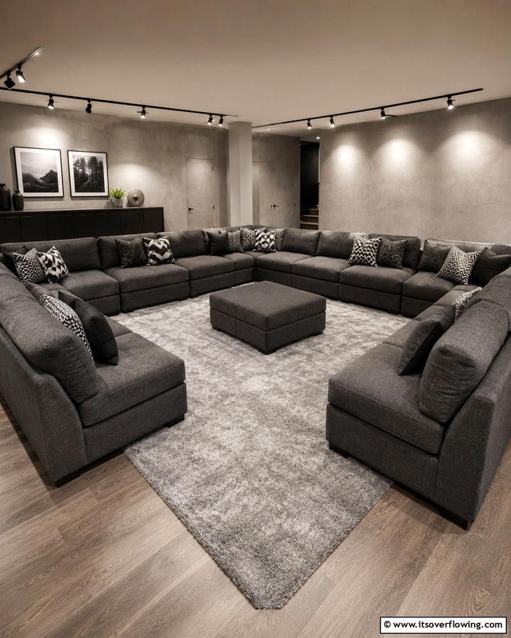 Modular Basement Sofa for Entertainment - 30 Functional Basement Furniture Ideas for Multi-Use Spaces