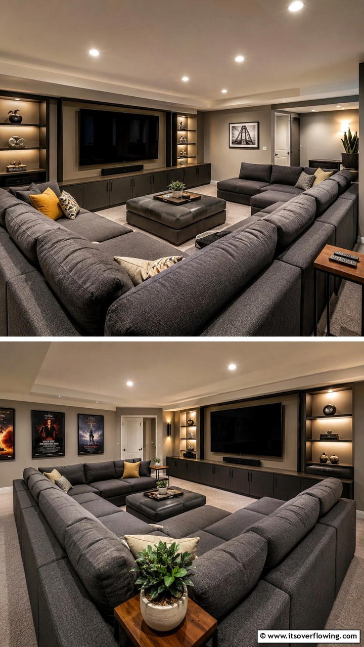 Modular Basement Sofa for Entertainment - 30 Basement Furniture Ideas for Functional Living Spaces