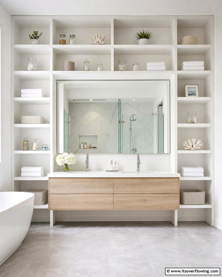 Modular Shelving Units - 21 Modern Bathroom Decor Ideas for a Sleek Sanctuary