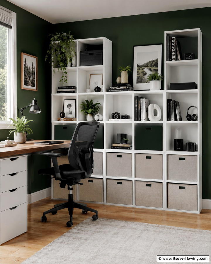 Modular Shelving Units - 30 Affordable Budget Home Office Ideas for Productive Workspaces