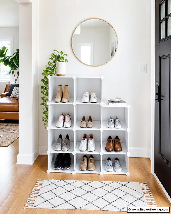 Modular Shoe Cubes - 25 Entryway Shoe Storage Ideas to Keep Your Home Tidy