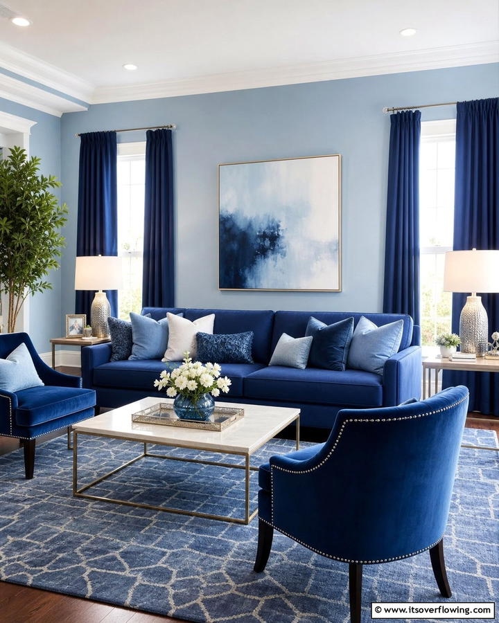 Monochromatic Blue Couch Living Room - 25 Blue Couch Living Room Ideas for a Stylish Space