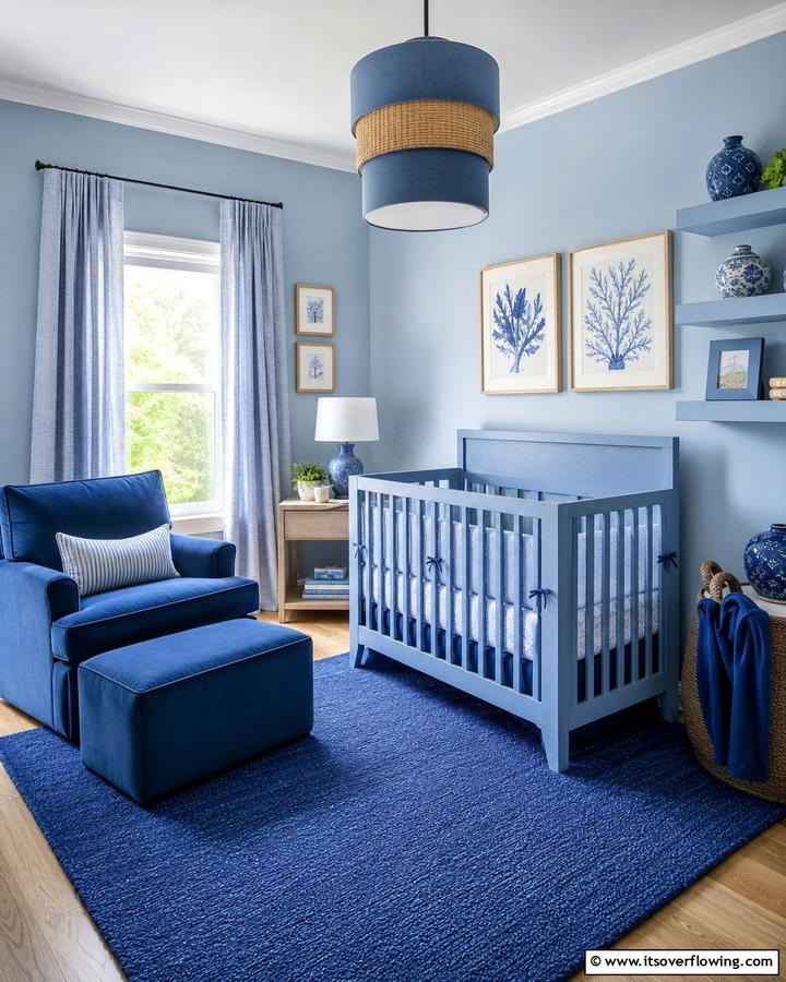 Monochromatic Blue Haven - 25 Blue Nursery Ideas for a Calming and Serene Baby Room