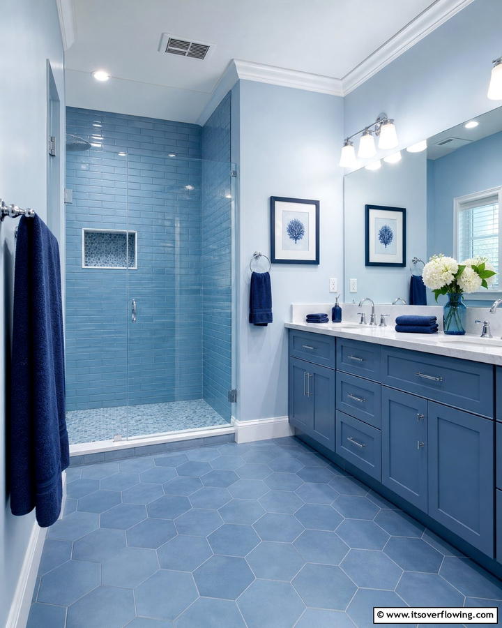 Monochromatic Blue Scheme - 25 Blue Bathroom Ideas for a Serene Retreat