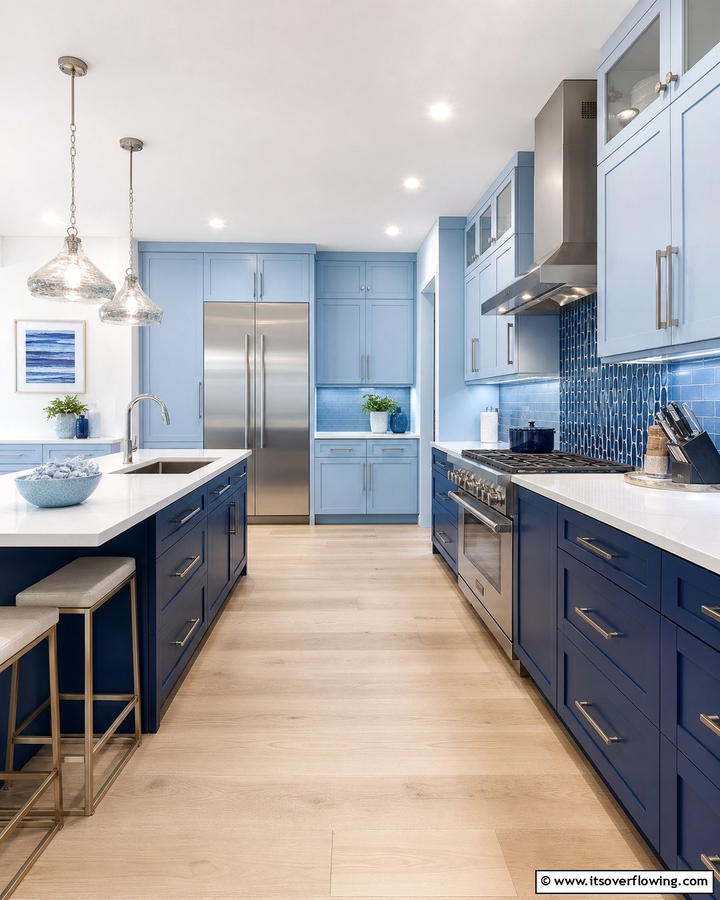 Monochromatic Blue and White Palette - 25 Blue and White Kitchen Ideas for a Fresh and Timeless Look