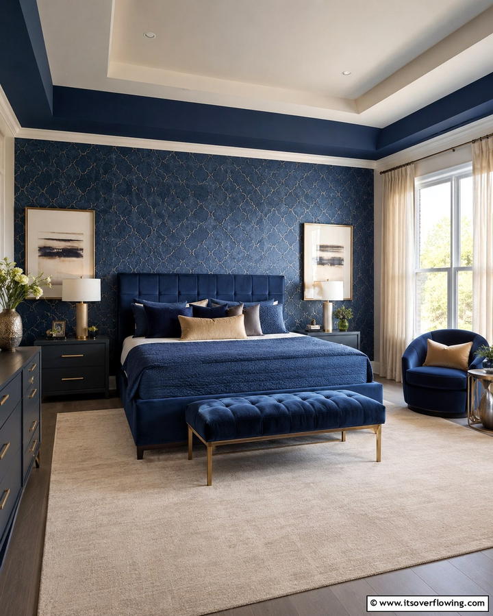 Monochromatic Blue with Beige Highlights - 25 Blue and Beige Bedroom Ideas for a Calming Space