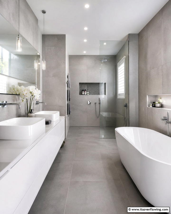 Monochromatic Color Schemes - 25 Hallway Bathroom Ideas to Maximize Small Spaces