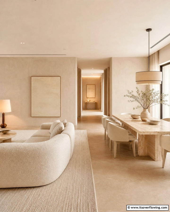 Monochromatic Color Schemes - 25 Living Room Dining Room Combo Ideas for Open Spaces