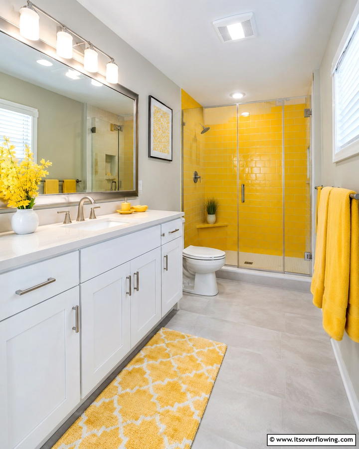 Monochromatic Color Schemes - 30 Bold Colorful Bathroom Designs to Energize Your Morning Routine