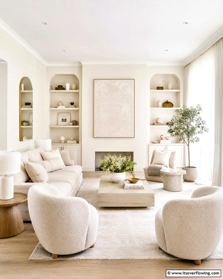 Monochromatic Cream Palette - 25 Cream Living Room Ideas for Elegant Spaces