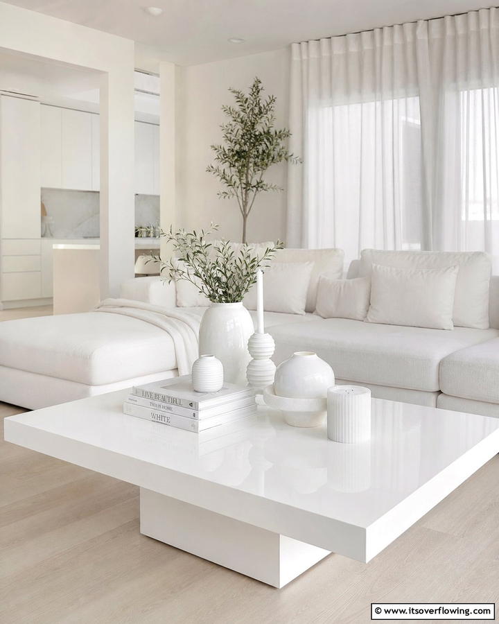 Monochromatic Decor - 20 Coffee Table Centerpiece Ideas for Stylish Living Rooms